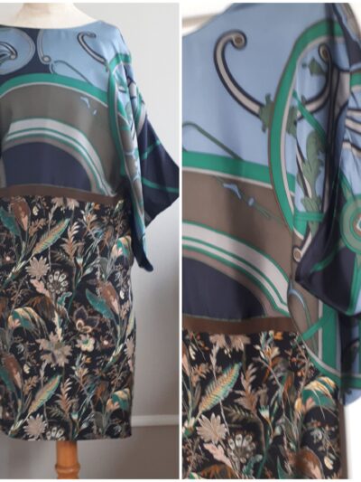 Robe Hermès d'après le foulard Washington Carriage.