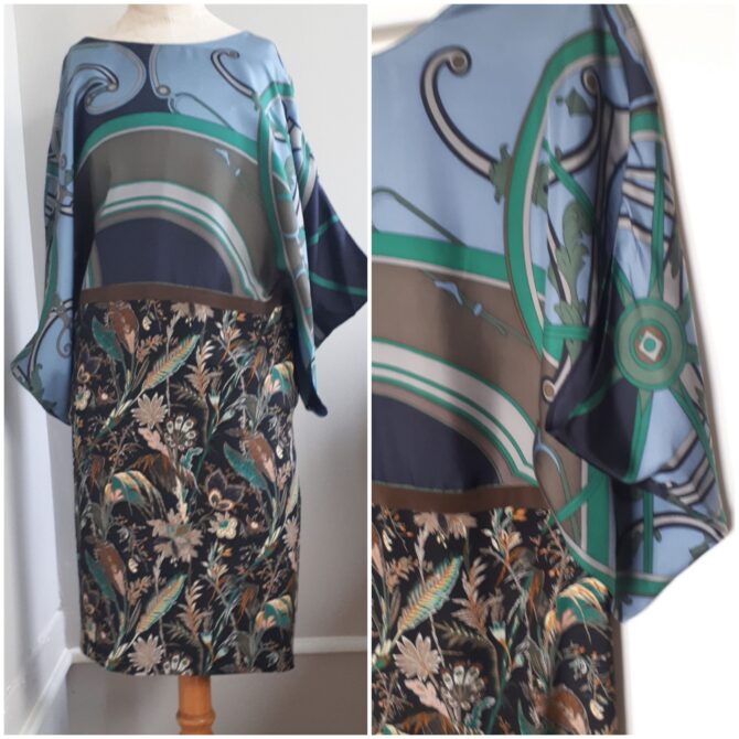 Robe Hermès d'après le foulard Washington Carriage.