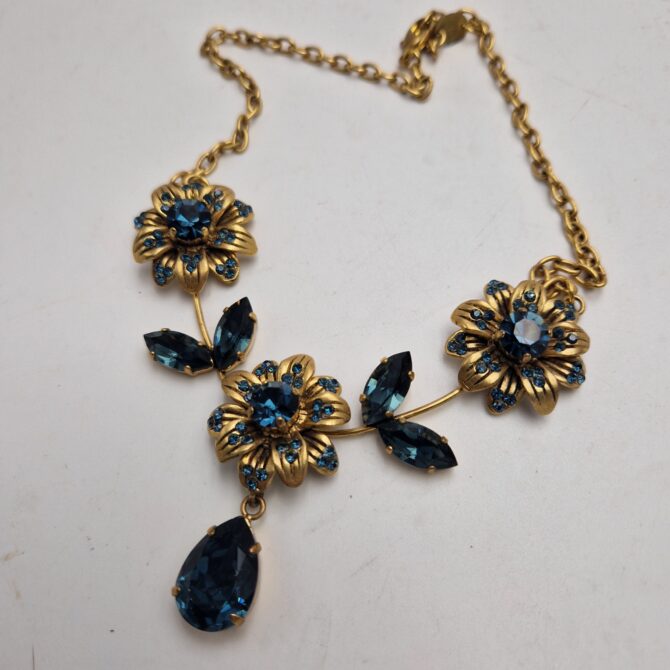 Collier Poggi en métal doré et strass