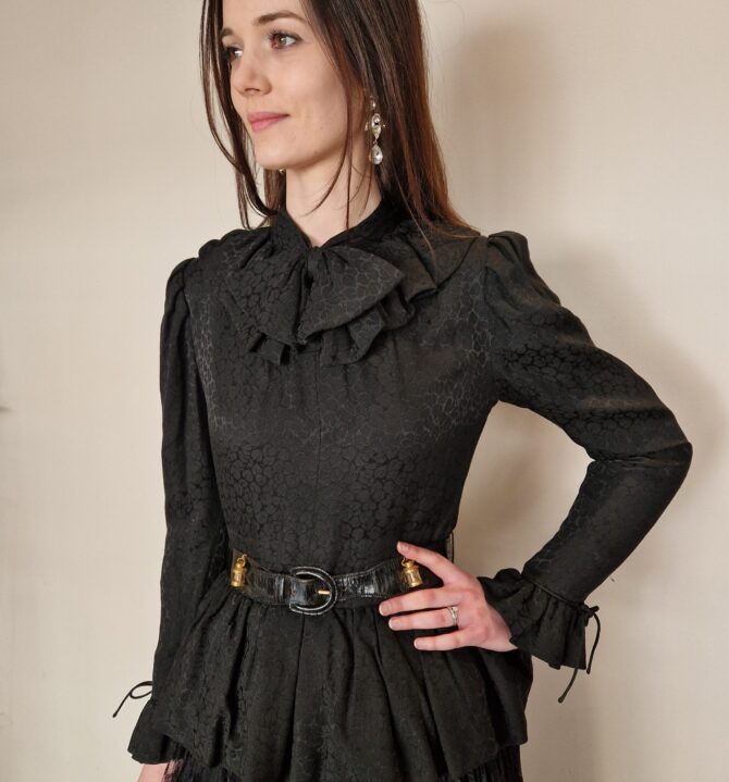 Longue robe noire Haute Couture Nina Ricci – Image 6