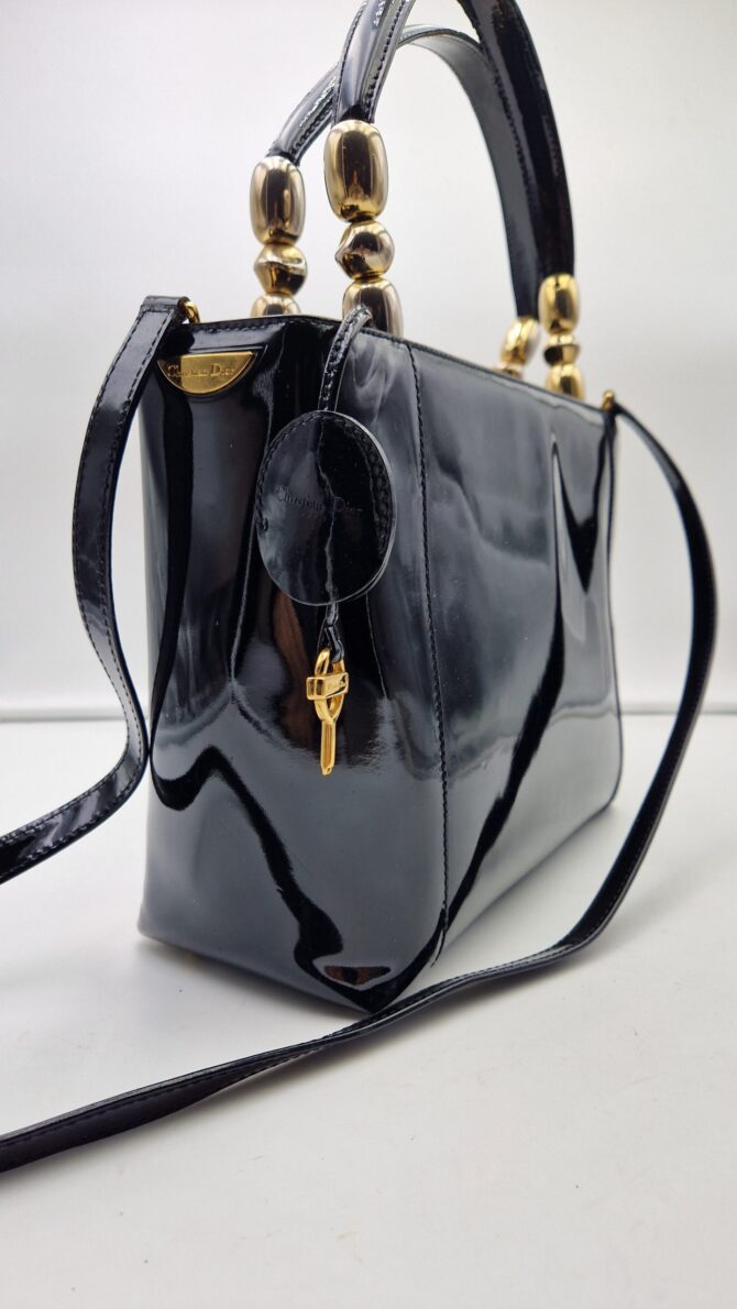 Superbe Sac Christian Dior en cuir verni noir – Image 13