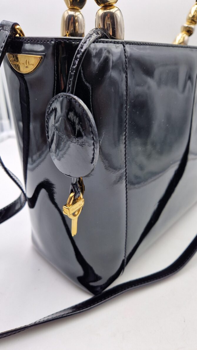 Superbe Sac Christian Dior en cuir verni noir – Image 12