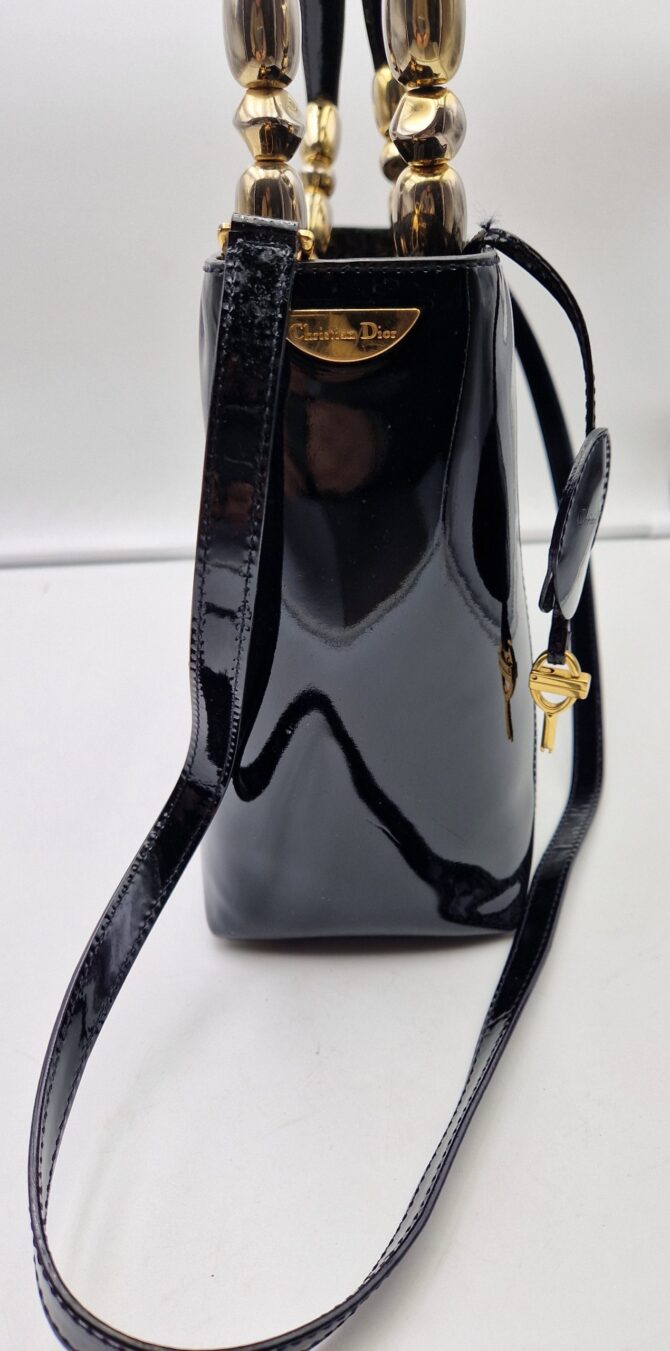Superbe Sac Christian Dior en cuir verni noir – Image 11