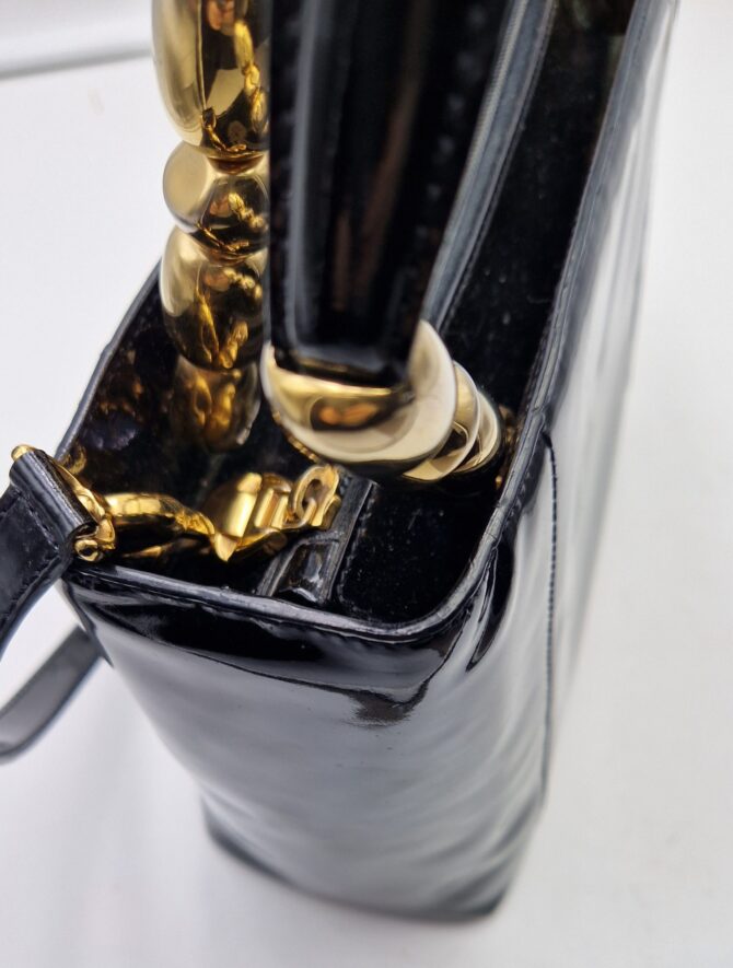 Superbe Sac Christian Dior en cuir verni noir – Image 9