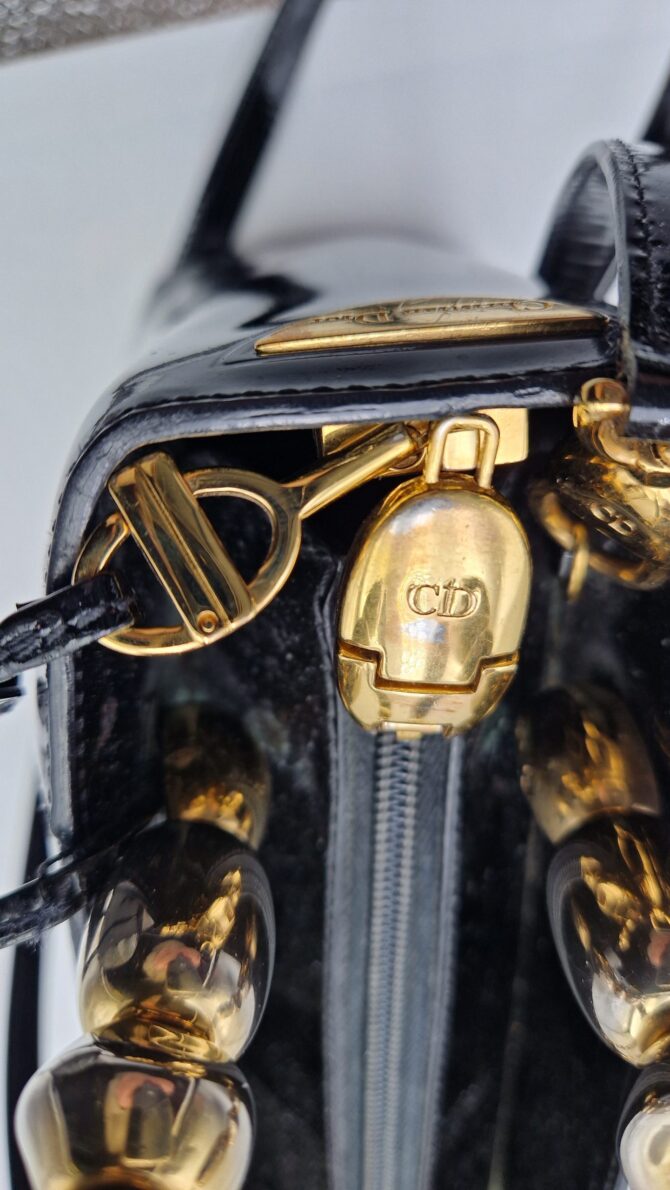 Superbe Sac Christian Dior en cuir verni noir – Image 2