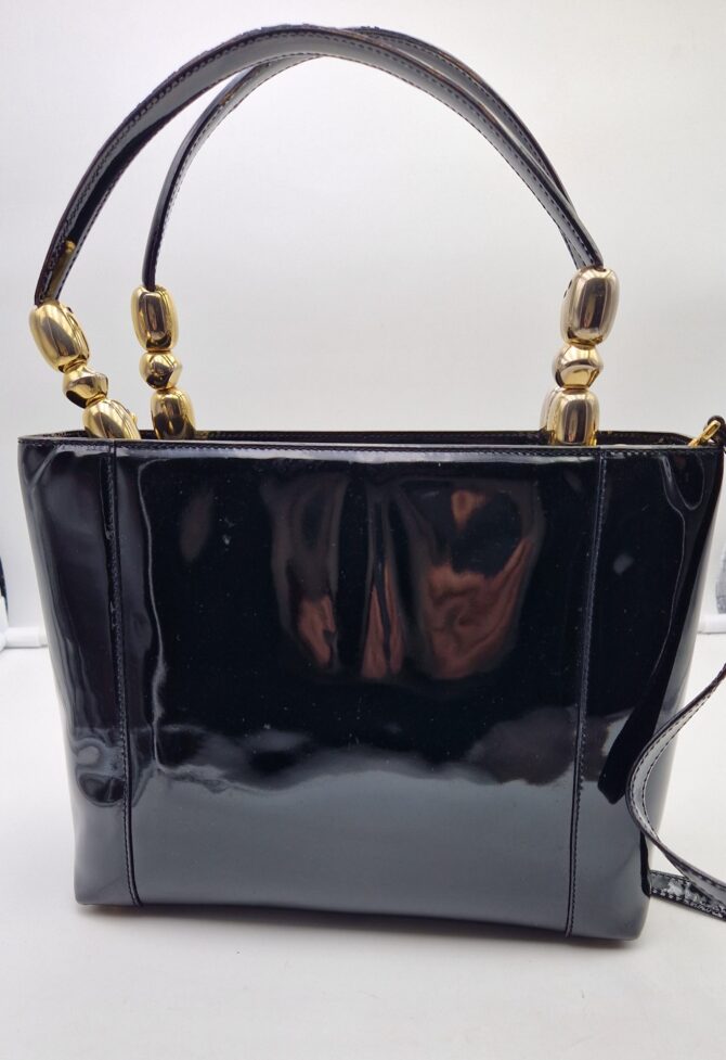 Superbe Sac Christian Dior en cuir verni noir – Image 6