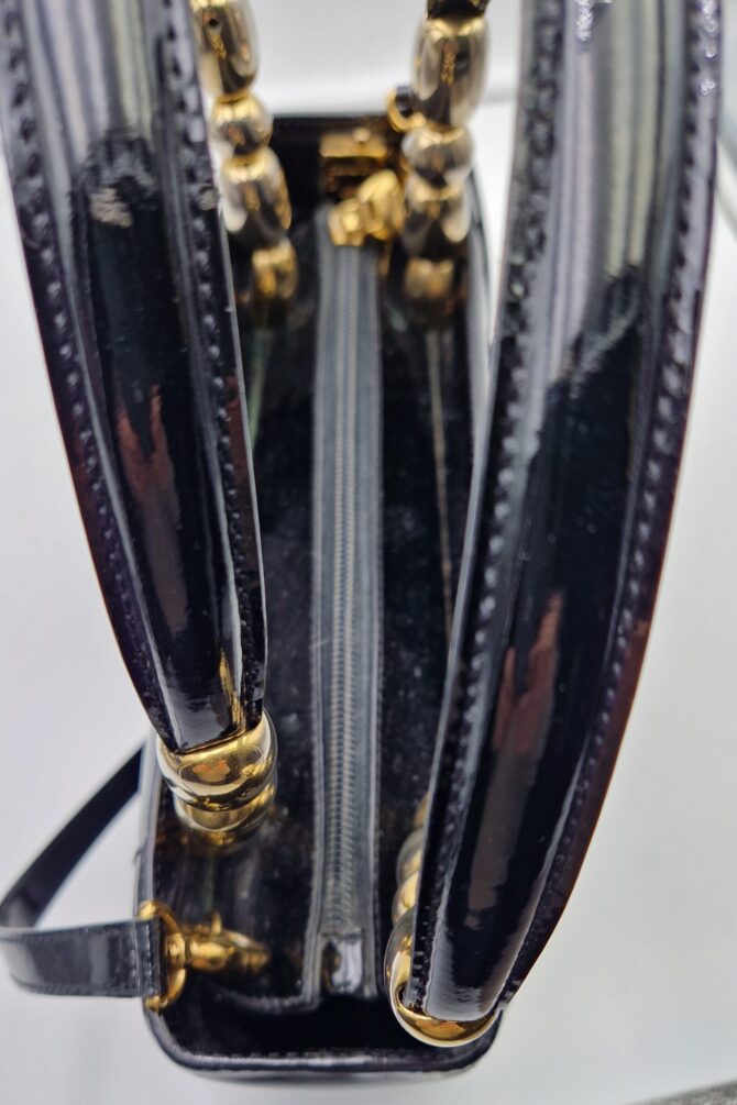 Superbe Sac Christian Dior en cuir verni noir – Image 5
