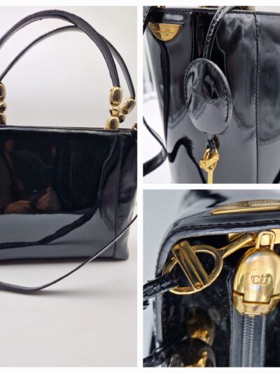 Superbe Sac Christian Dior en cuir verni noir