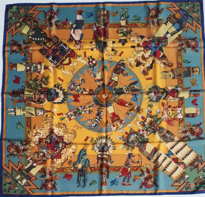 Carré Hermès Kachinas par Kermit Oliver 1992
