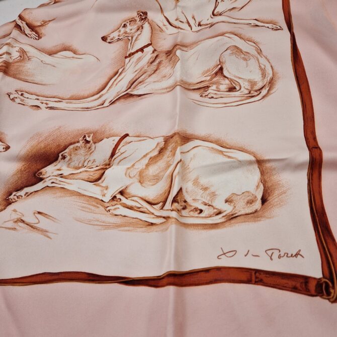 Carré Hermès soie Les lévriers par Xavier de Poret – Image 3