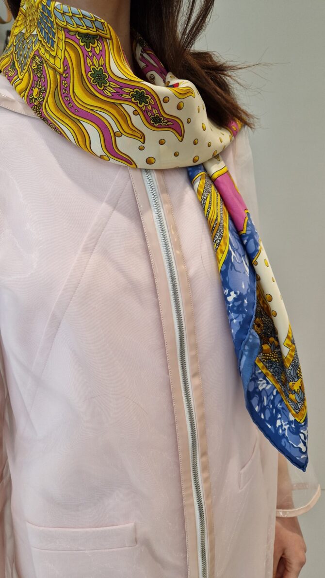 CARPE DIEM Hermès,  foulard en soie à l' Etat neuf par Joachim Metz 1984 Livré dans sa boîte. – Image 2