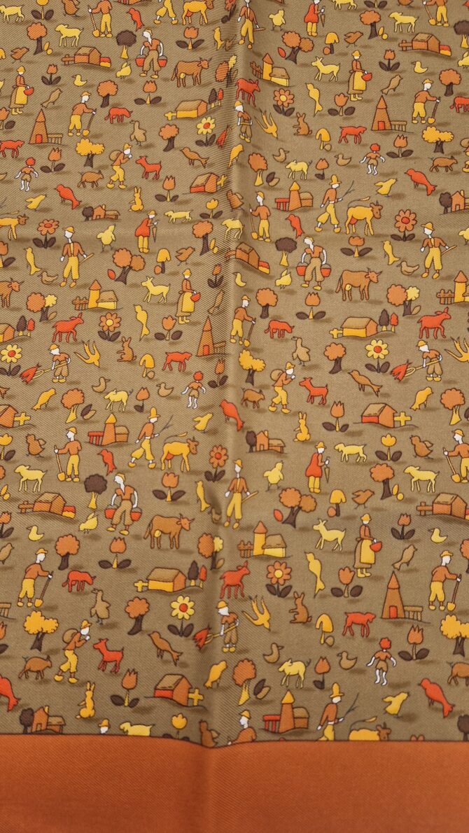 Pochette Hermès en soie La vie à la campagne – Image 4