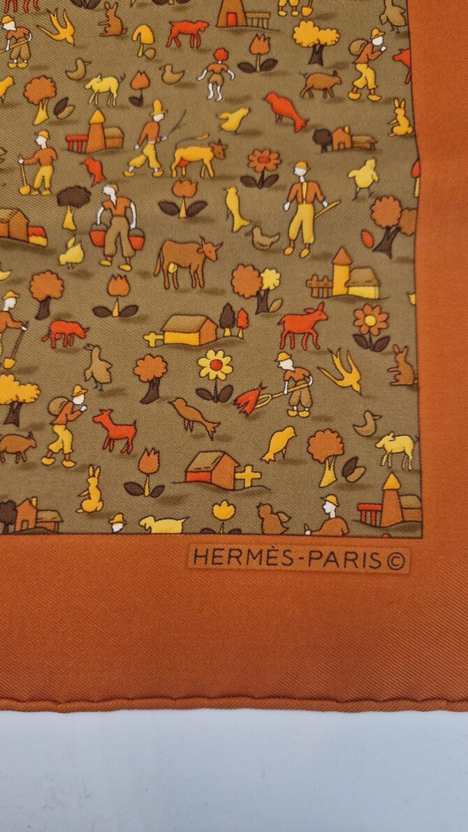 Pochette Hermès en soie La vie à la campagne – Image 2