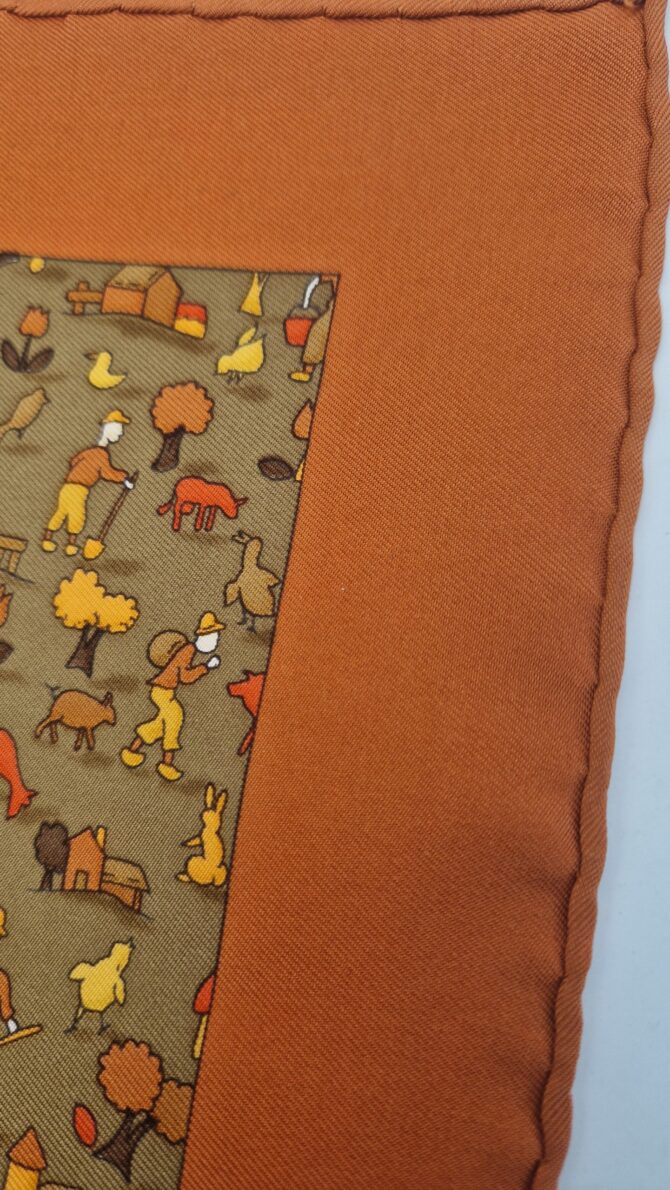 Pochette Hermès en soie La vie à la campagne – Image 3