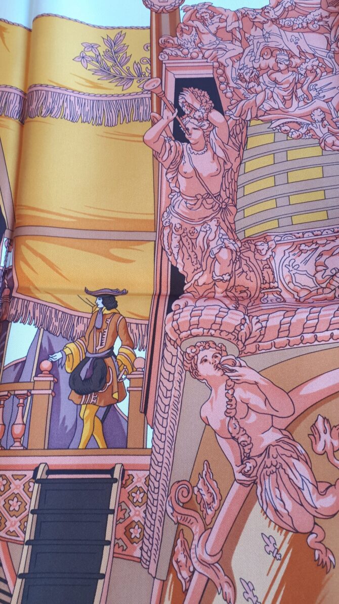 Carré Hermès soie La Réale par Hugo Grykar etat neuf – Image 2