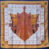 Ce foulard a été édité en 1953, il s'agit ici de la réédition de 1990 Mesures : 90 cm x 90 cm Très beaux coloris jaune et orange sur un fond blanc