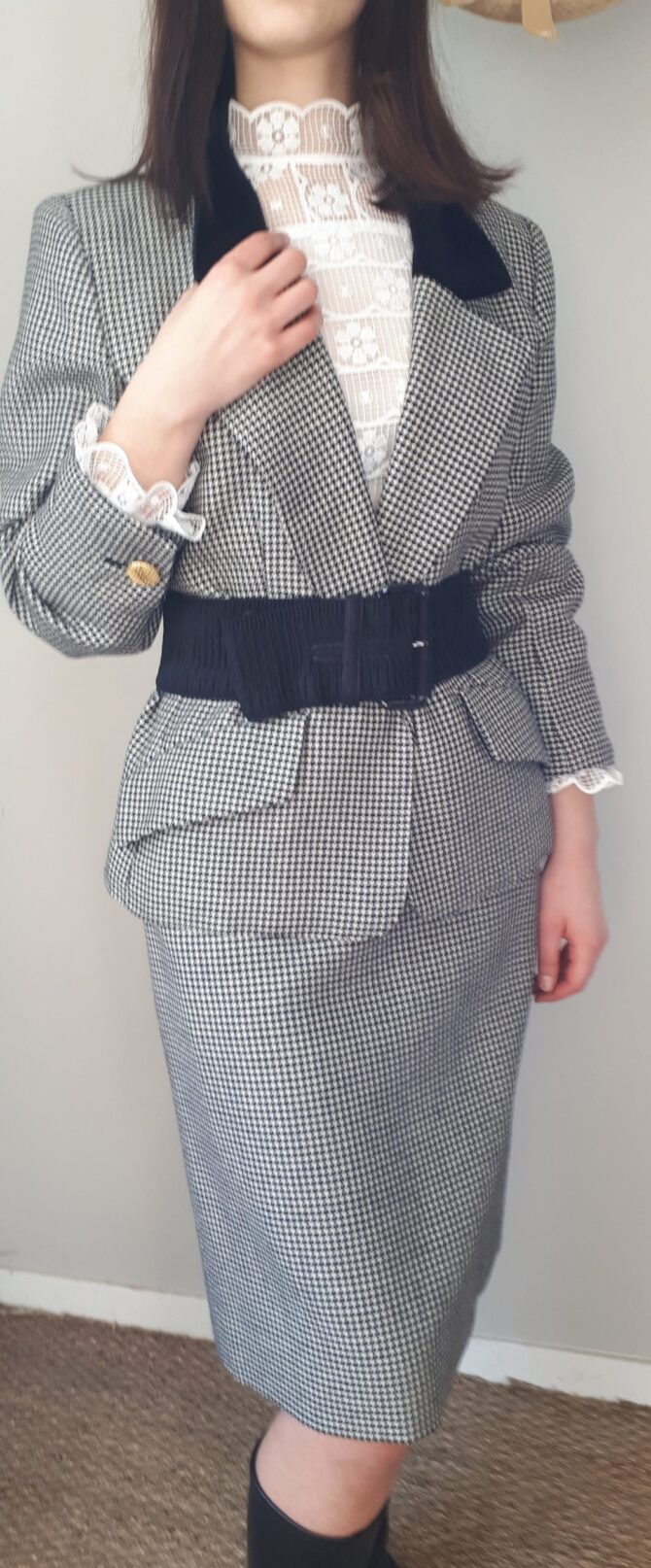 Tailleur YSL rive gauche années 90, imrimé pied de poule taille 44 fr – Image 6