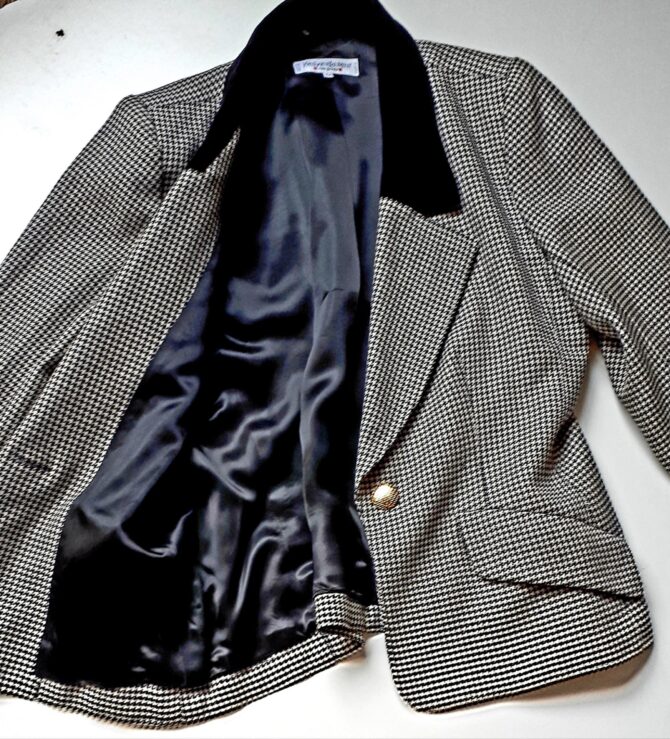 Tailleur YSL rive gauche années 90, imrimé pied de poule
