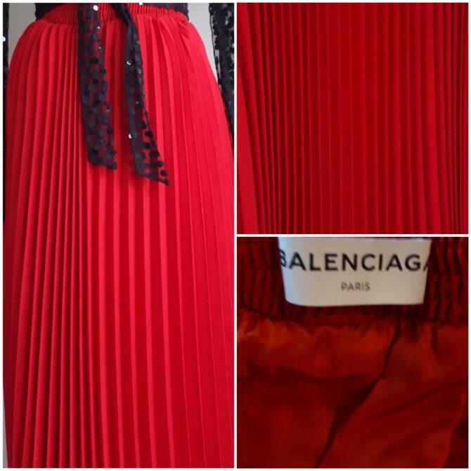 Jupe longue Balenciaga plissé permanent taille 38 – Image 7
