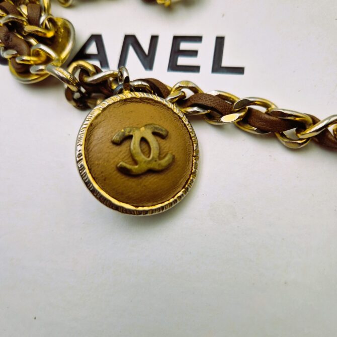 Ceinture Chanel vintage années 90 cuir marron et métal doré – Image 5