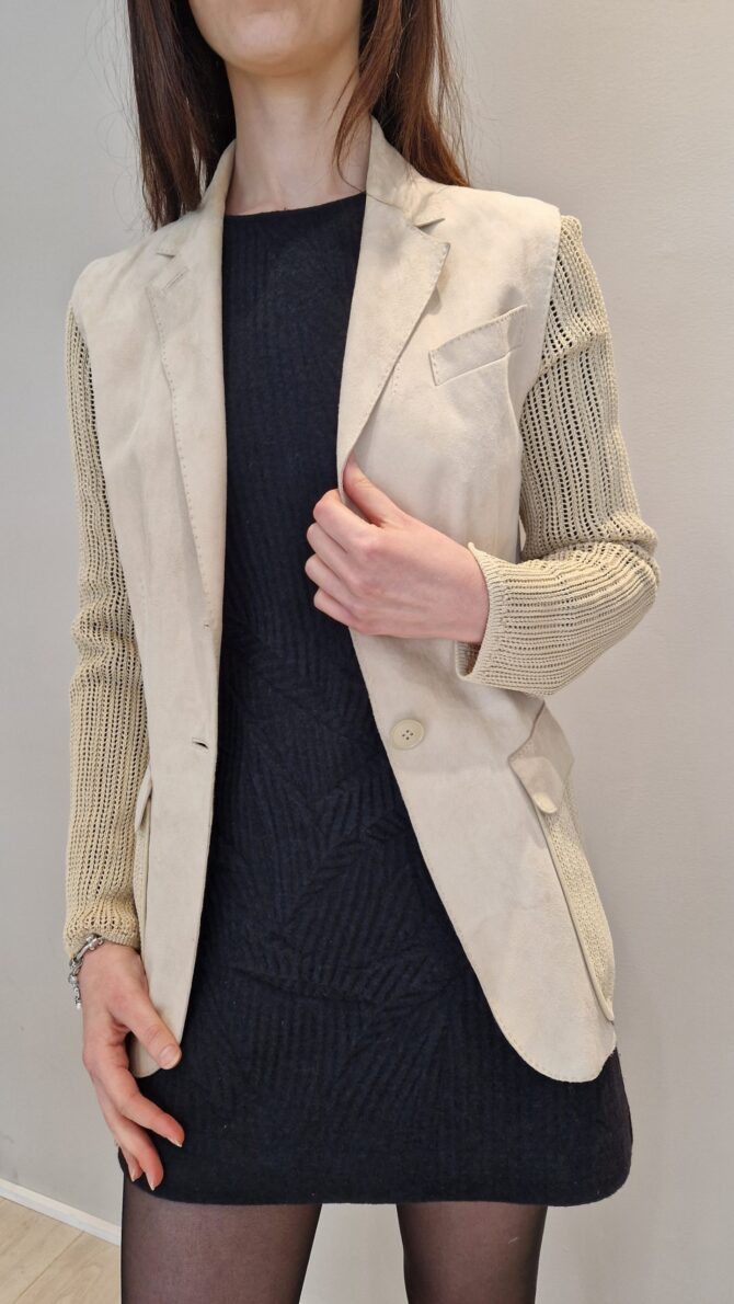 Veste Hermès en peau et tricot vintage – Image 3