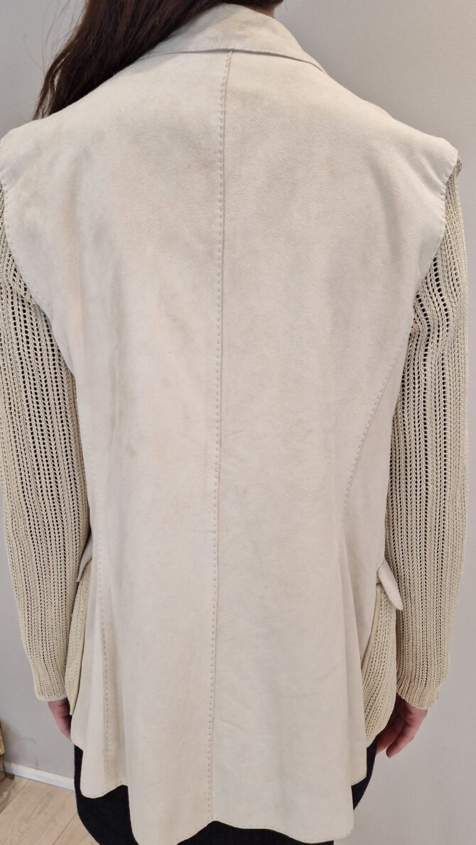 veste hermès en peau et tricot vintage
