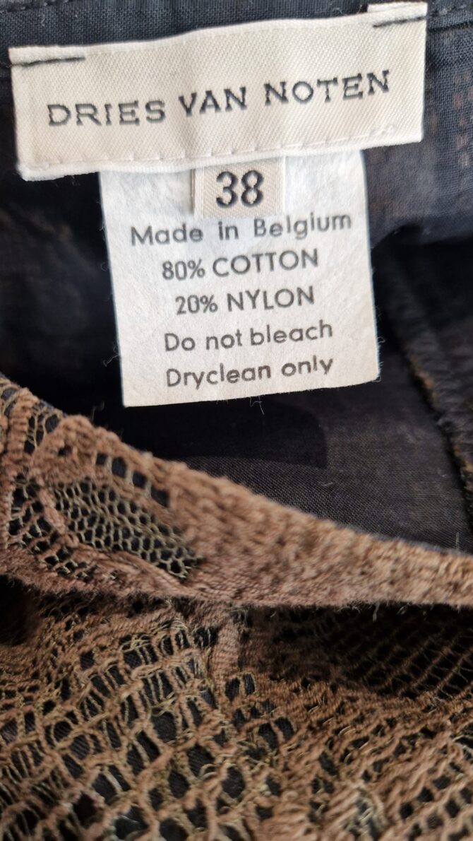Jupe longue  DRIES VAN NOTEN  en coton noir  et dentelles marron taille 38 – Image 5