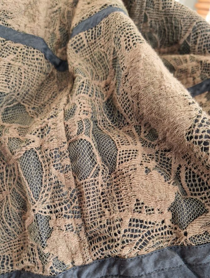 Jupe longue  DRIES VAN NOTEN  en coton noir  et dentelles marron taille 38 – Image 6