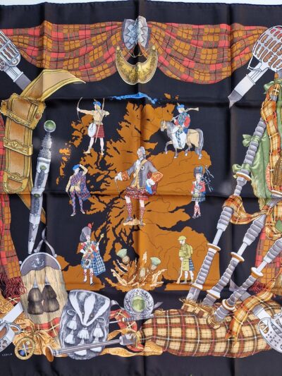 Carré Hermès soie Scotland par Philippe Ledoux 1963
