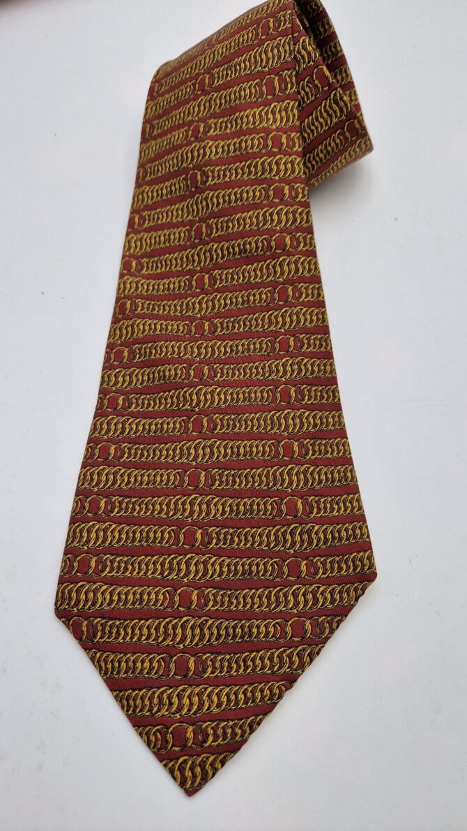 Large cravate ancienne Hermès  motif chaînes – Image 5
