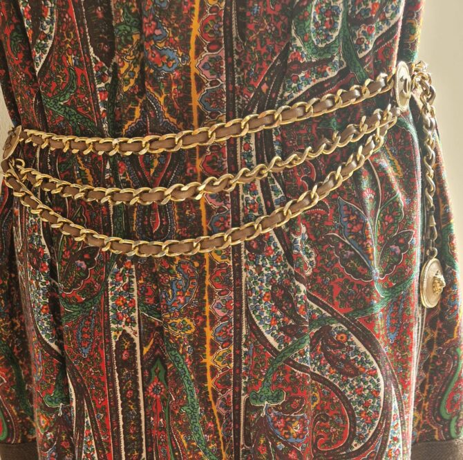 Ceinture Chanel vintage années 90 cuir marron et métal doré – Image 3