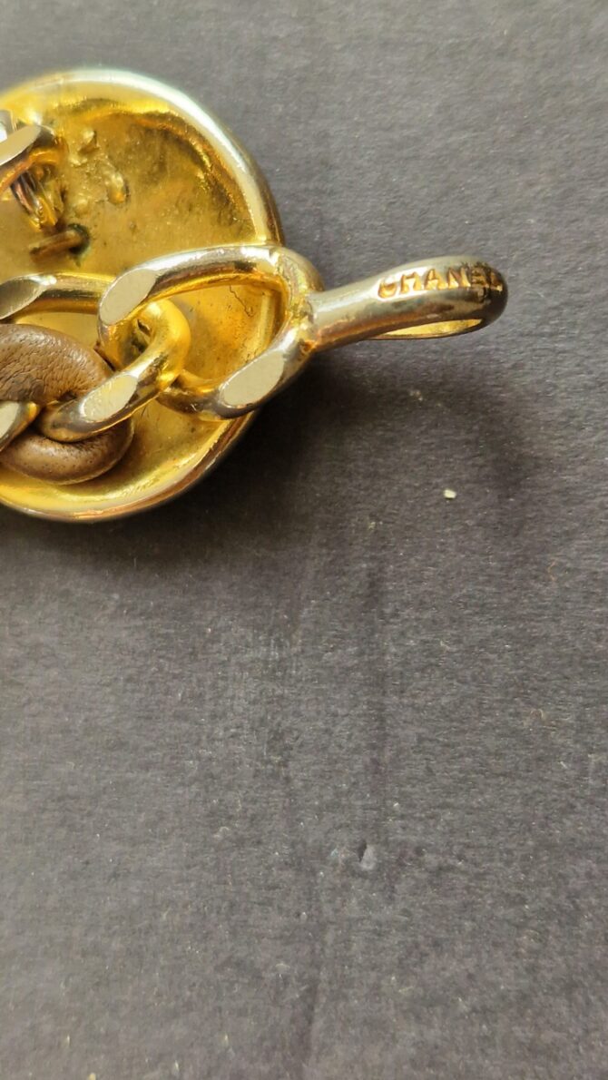 Ceinture Chanel vintage années 90 cuir marron et métal doré – Image 8