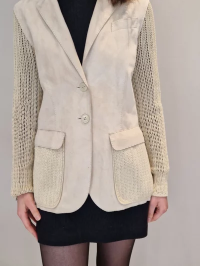 Veste Hermès en peau et tricot vintage