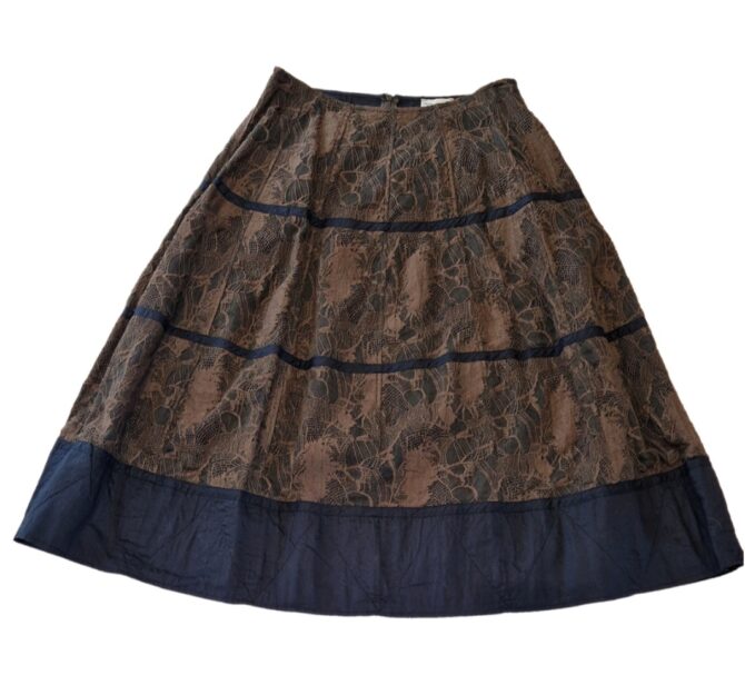 Jupe longue  DRIES VAN NOTEN  en coton noir  et dentelles marron taille 38