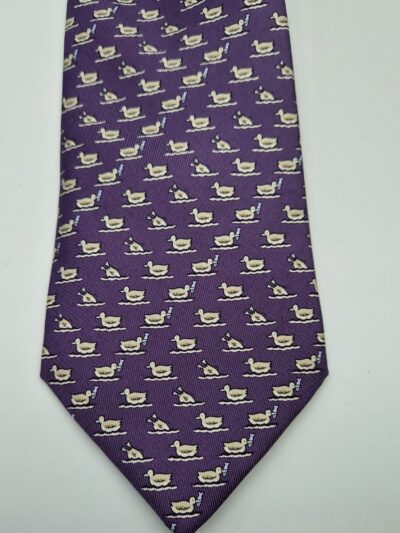 Cravate Hermès motif canards