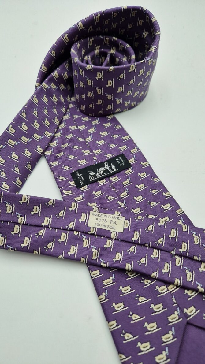 Cravate Hermès motif canards – Image 7