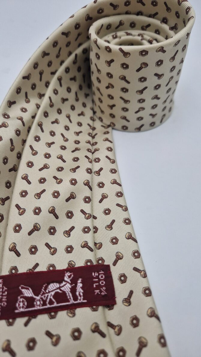 Cravate Hermès motif boulons – Image 5