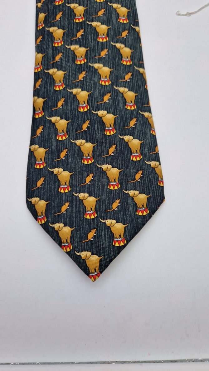 Cravate Hermès  Motifs  éléphants au cirque – Image 2