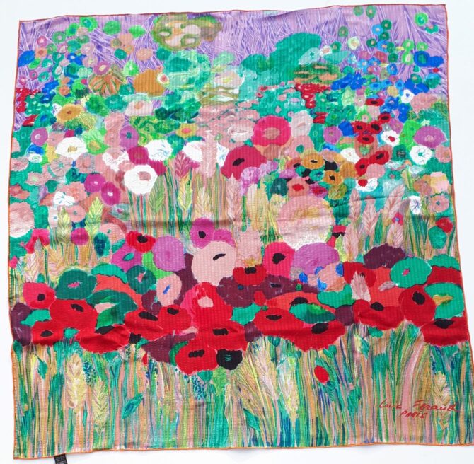Foulard en soie Louis Féraud Les coquelicots – Image 7