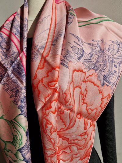 carré Hermès à l'ombre des pivoines