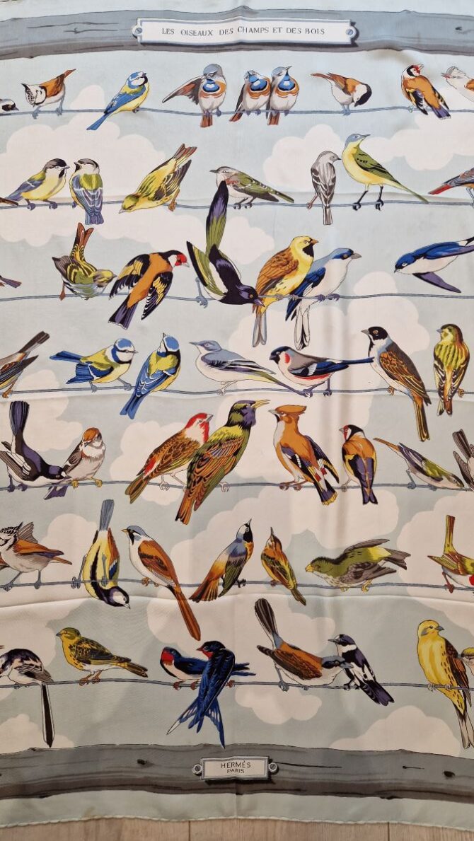 Rare carré Hermès 1953 Les oiseaux des bois et des champs par Hugo Grykar  Première Edition 1953 – Image 3