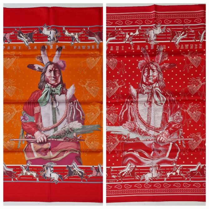 Carré Hermès double face à l'état neuf avec son étiquette L'indien Pani La shar Pawnee par Kermit Oliver – Image 2