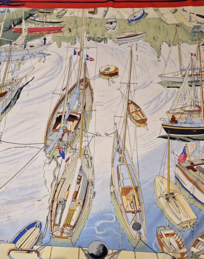 Carré Hermès Belle île en mer , le port par Philippe Dauchez 1960 – Image 3