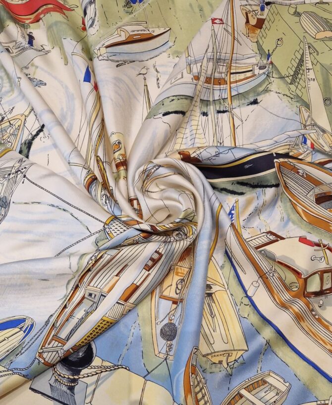 Carré Hermès Belle île en mer , le port par Philippe Dauchez 1960 – Image 4