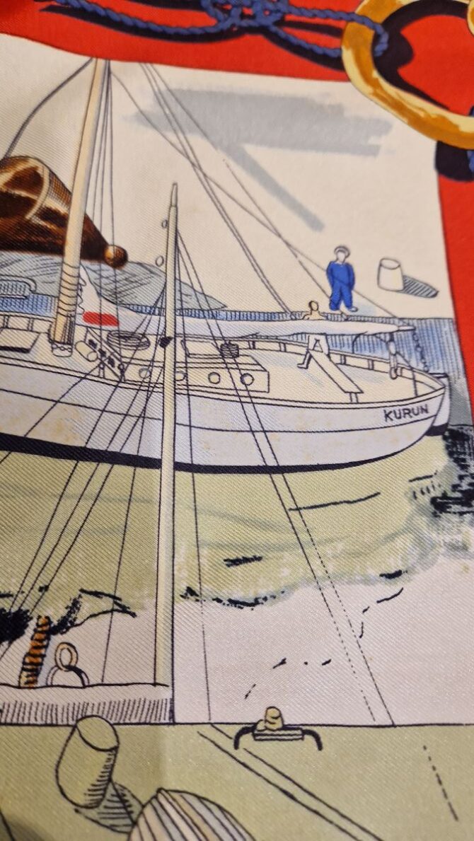 Carré Hermès Belle île en mer , le port par Philippe Dauchez 1960 – Image 8