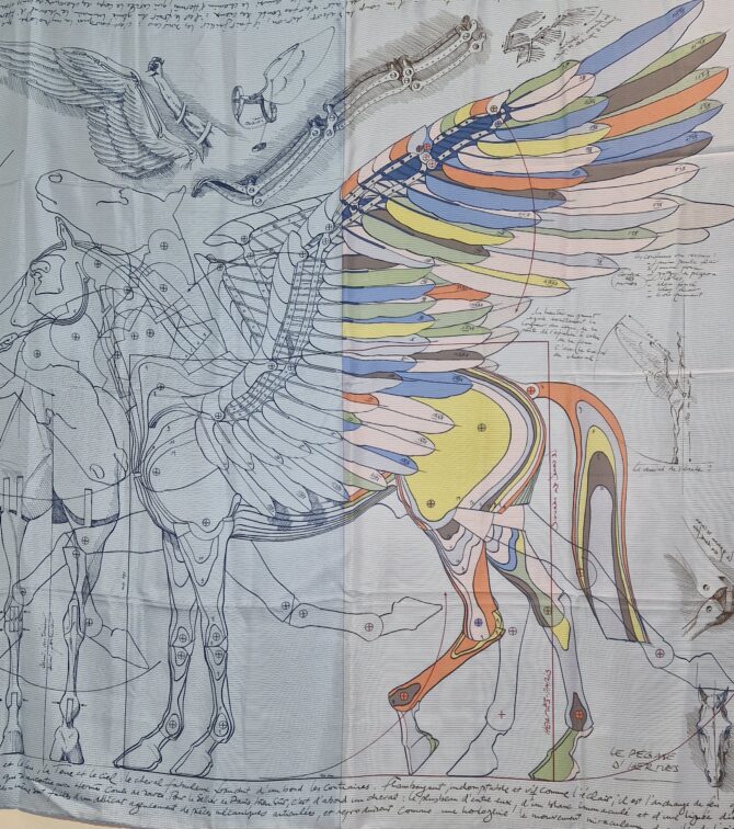 Châle Hermès en soie plume ou summertwill Le pégase