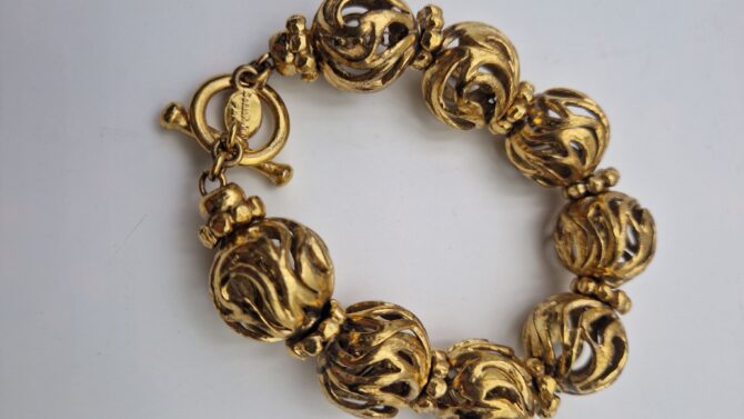 bracelet Sonia Rykiel vintage en métal doré