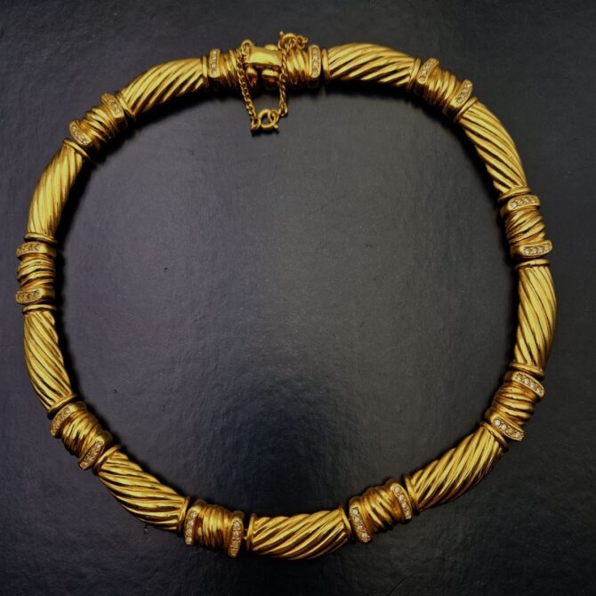 collier vintage carven plaqu" or et strass