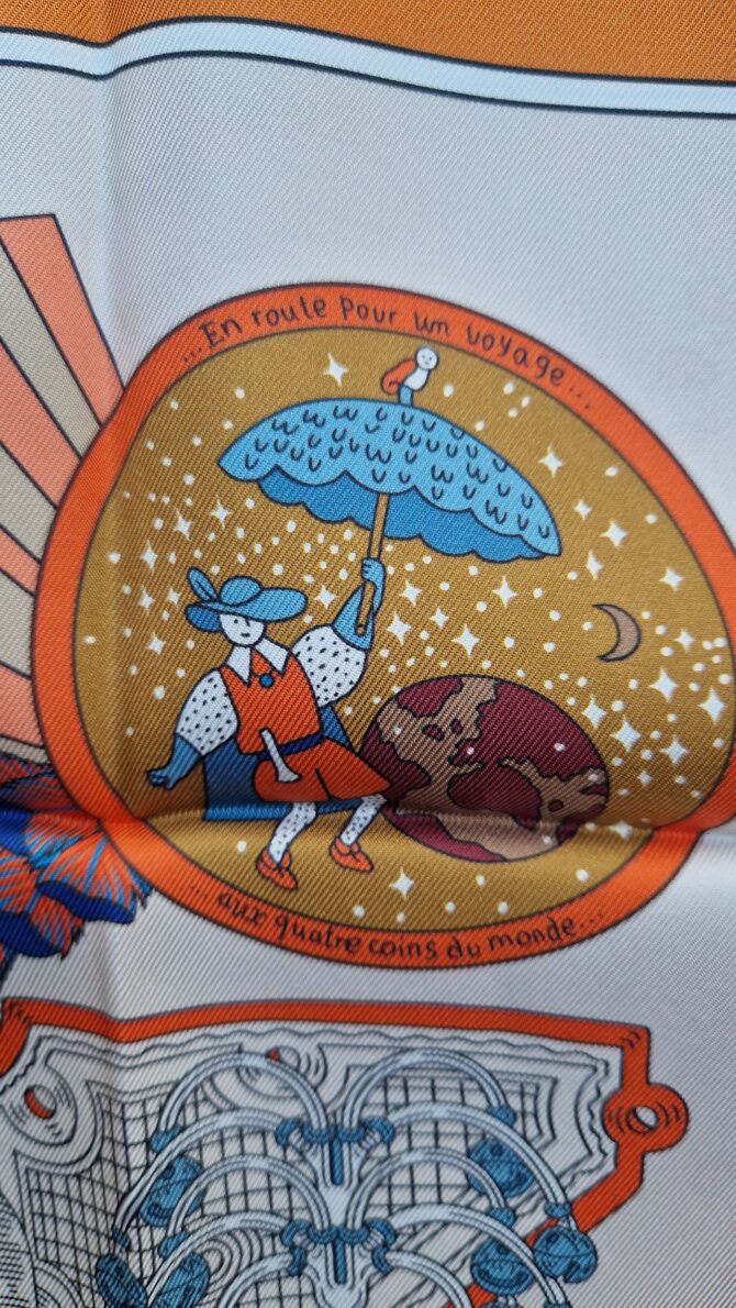 Carré Hermès double face De l'ombrelle aux duels à l'état neuf avec ses étiquettes – Image 4