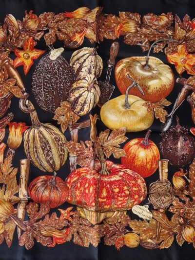 Pochette Hermès Citrouilles et coloquintes dessiné par Valérie Dawlat -Dumoulin